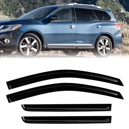 Window Rain Guards Compatible 2013-2021 Nissan Pathfinder S SV SL Plainum 4PC Window Visors Vent Shade Deflector Tape On - size: 13-21 Nissan Pathfinder (S SV SL Plainum)