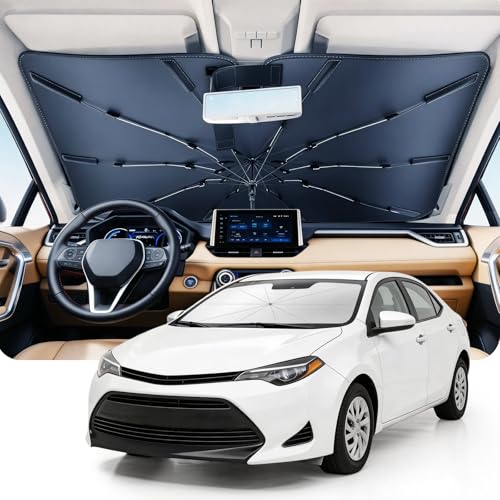 DMJN Umbrella Windshield Sun Shade for Toyota Corolla (2020-2026), Car Sunshade for Front Windshield [Nano Ice-Crystal Coatings] UPF50+ Heat & UV Block, Protect Interior & Keep Cooler - size: For | Toyota Corolla (2020-2026)
