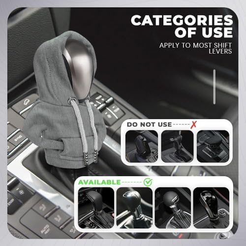 Gear Shift Hoodie, Gear Shift Cover, Fashionable Hoodie Automotive Gear Shift Knob Protector, Car Accessories Mini Sweater Gear Shift Knob Cover for Car Gear Shift Levers (Gray-2PCS) - color: Gray-2PCS