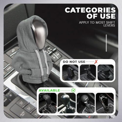 Gear Shift Hoodie, Gear Shift Cover, Fashionable Hoodie Automotive Gear Shift Knob Protector, Car Accessories Mini Sweater Gear Shift Knob Cover for Car Gear Shift Levers (Gray-2PCS) - color: Gray-2PCS
