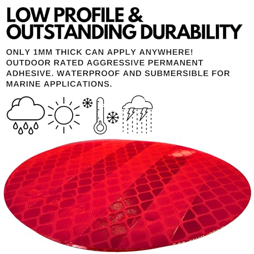 All Star Truck Parts 3" Inch Round DOT-SAE Amber/Red High Visibility Reflective Strong Stick-On Prism Reflector Weatherproof Trailer Camper RV Flatbed Fender Property Boat Marine (Red, Qty 4) - color: Red, size: Qty 4