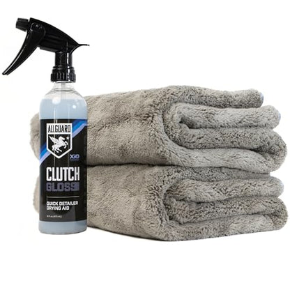 Microfiber Towels for Cars (2 Pack) & Clutch Gloss Car Detailing Spray – Ultra-Absorbent Car Drying Towels & Quick Detailer Drying Aid, Scratch-Free, High Absorbency Cleaning Cloths, 36"x25" - size: Towels + Detailer