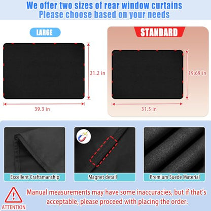 ZATOOTO Car Window Covers for Rear Privacy Car Shade for Baby Back Window Sunshade of Soft Suede UV Protection & Light Blocking Baby Sun Shades for Camping Eating and Rest, 16.69×31.5in - color: JP-Ola-85*50