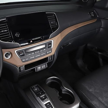 Dashboard Panel Cover Trim for Honda Pilot 2016-2022/ Passport 2019-2025/ Ridgeline 2016-2020 Accessories, Center Console Panel Strip Trim, Center Console Upper Center Pillar Trim, ABS (Wood Grain) - color: Wood Grain
