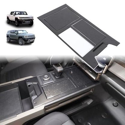 for Hummer EV Accessories Center Console Gear Shift Panel Cover Trim Frame for Hummer EV SUV Truck 2022-2024 2025 Gear Shift Control Anti-Scratch Panel Decorative Sticker (Carbon Fibre Pattern )