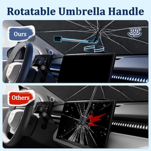 [2026 Upgraded] Car Windshield Sun Shade Umbrella, Front Window Sunshade with Thermo Shield Fabric, Foldable Car Sun Visor for Jeep Wrangler/Gladiator, 4Runner/Land Cruiser (X-Small 55" L x 23" W) - size: X-Small