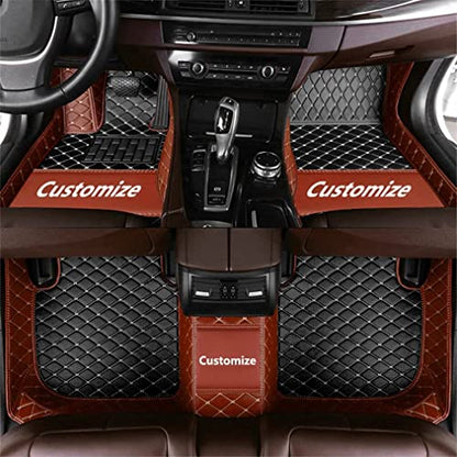 Custom Making Car Floor Mats for 90% Car Model Luxury Leather All Weather Waterproof Anti-Skid Full Coverage Liners (Black and Brown) - color: black and brown