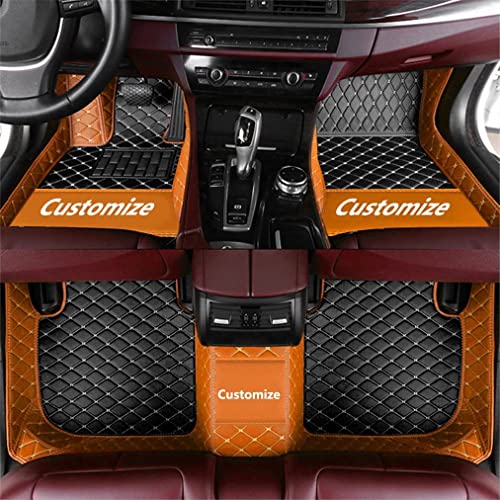 Custom Fit Car Floor Mats - Full Coverage Automotive Leather Floor Liners for Most Vehicles by MingyunSM (Black & Orange) - color: Black & Orange