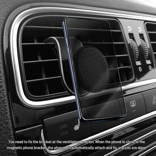 Strong Magnetic Car Phone Holder, Car Phone Mount Holder, 360° Rotatable L-Shape Air Vent/Dashboard Mount, Adjustable Air Vent Navigation Magnetic Smartphone Bracket for Auto SUV (Black) - color: Black