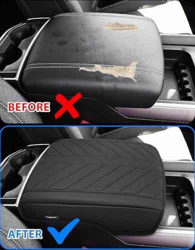 Center Console Cover for 2019-2026 Dodge RAM 1500 2500 3500 Accessories, PU Leather Middle Console Cover Pad, Floor Console Bucket Seat Only, Anti-Scratch, Black - color: Black Cushion