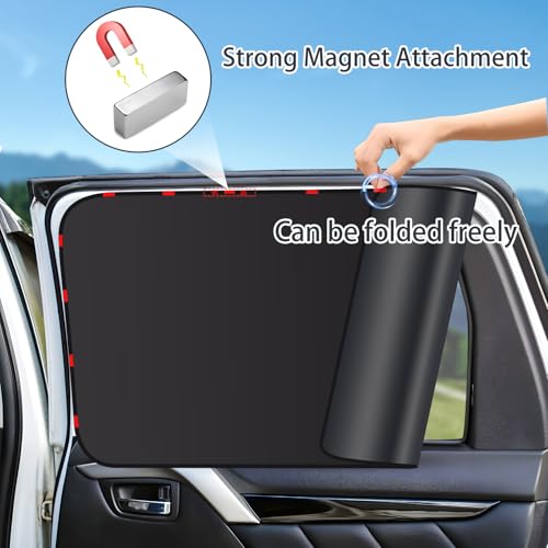 ZATOOTO Car Window Shades - 4 Pack Car Window Covers 99% UV Light Block Side Window Sun Shade Magnetic Curtains Keeps Cooler Privacy for Breastfeeding Taking a nap Camping - color: Black