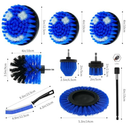 10 Pack Drill Brush Attachment Set, Drill Scrubber Brush Kit, Drill Cleaning Brush, Scrub Brush for Grout Floor Tub Shower Bathtub Tile Sink Toilet Bathroom Kitchen Car Blue - color: Blue