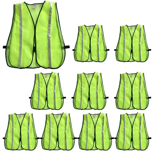 zojo High Visibility Safety Vests,Adjustable Size,Lightweight, Wholesale Reflective Vest for Outdoor Works, Cycling - color: 10pcs-neon Yellow Updated, size: One Size
