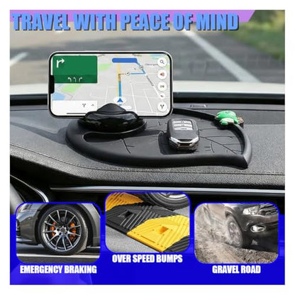 Craedli Car Dashboard Anti-Slip Mat, Multifunctional 360 Rotating Phone Holder with Temporary Parking Number, Universal Car Organizer Storage for Sunglasses/Keys/Daily Essentials (Turtle-Black) - size: Turtle-Black