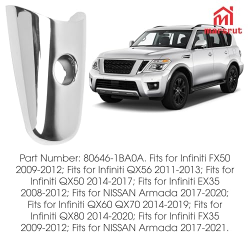 Door Handle Cover Fit for NISSAN Armada 2017-2020 80646-1BA0A for Infiniti QX60 QX70 QX80 2014-2019 EX35 FX35 FX50 QX50 QX56, Left Driver Front Outside Exterior Car Door Handle Escutcheon with Keyhole