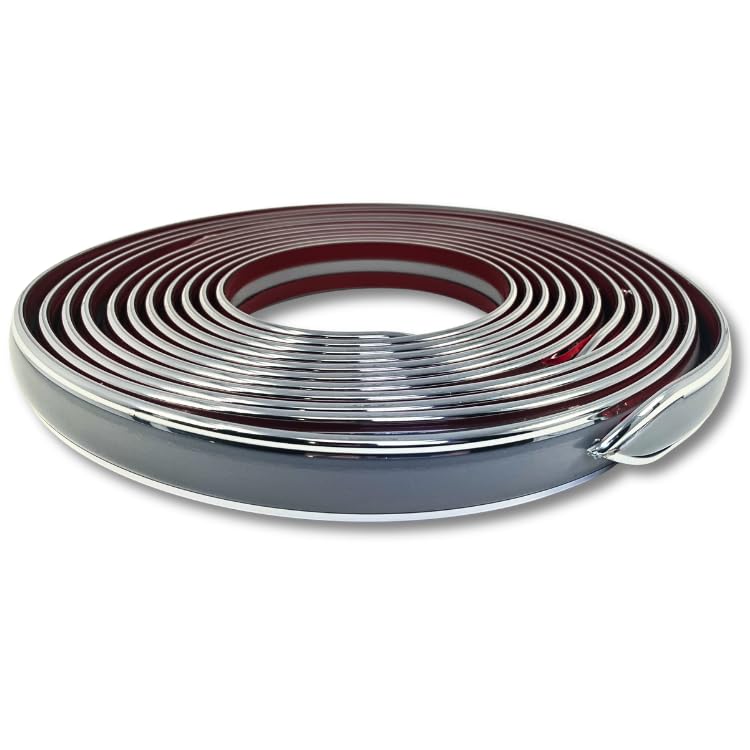 Cowles 1 1/4" x 26' Bold LINE Classic Chrome/Colored Body Side Molding with Pointed Finished Ends- 2 Strips of 13 Feet [25-135-01] (Chrome + Silver) - color: Silver