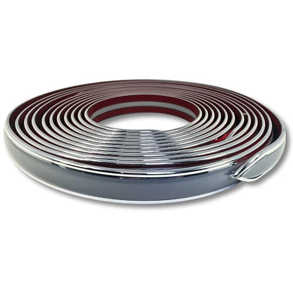 Cowles 1 1/4" x 26' Bold LINE Classic Chrome/Colored Body Side Molding with Pointed Finished Ends- 2 Strips of 13 Feet [25-135-01] (Chrome + Silver) - color: Silver