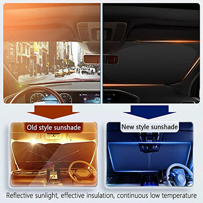 300T Thickened Automotive Glass Sunshade and Comes with Storage Bag,Keep Car Interior Cool,Universal Windshield Sun Shade Fit for Cars,Trucks,SUVs (L: 57.08 * 31.5 inch) - color: L(57.08 × 31.5 inch)