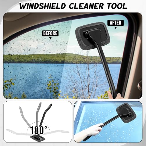 16 Pcs Windshield Cleaner Tool, Car Cleaning Kit with Various Detailing Brushes Set Spray Bottle Cleaner Towel Cleaning Gel Accessories Car Interior Detailing Kit for Windows Vents(Gray) - color: Gray