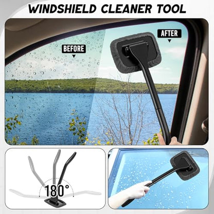 16 Pcs Windshield Cleaner Tool, Car Cleaning Kit with Various Detailing Brushes Set Spray Bottle Cleaner Towel Cleaning Gel Accessories Car Interior Detailing Kit for Windows Vents(Gray) - color: Gray