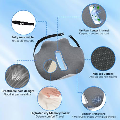 X-Large Seat Cushion for Truck Driver, Upgraded Cushion for Back Support and Pain Relief, Memory Foam with Non-Slip Washable Cover, Relieves Long-Term Truck Sitting and Pain - size: X-Large