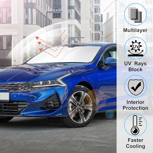 Windshield Sun Shade Custom Fit 2021 2022 2023 2024 2025 2026 Kia K5 / 2020 2021 2022 2023 2024 2025 2026 Hyundai Sonata Accessories Front Sunshade Window Sun Shades - size: For Kia K5 2021-2025