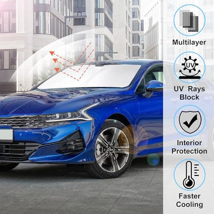 Windshield Sun Shade Custom Fit 2021 2022 2023 2024 2025 2026 Kia K5 / 2020 2021 2022 2023 2024 2025 2026 Hyundai Sonata Accessories Front Sunshade Window Sun Shades - size: For Kia K5 2021-2025