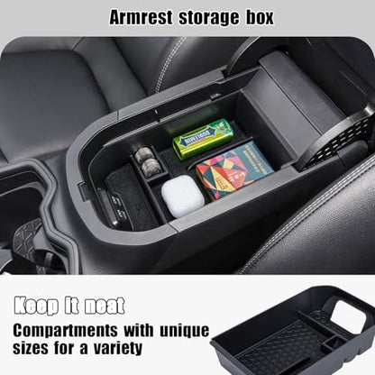 3PCS Center Console Organizer Tray and Armrest Storage Box Compatible with Toyota RAV4 2019-2022 2023 2024 2025 Dash Storage Tray Interior Accessories-Not for New 10.5'' Multimedia Display - size: 3 Pieces | Center Console, Armrest & Dash Set