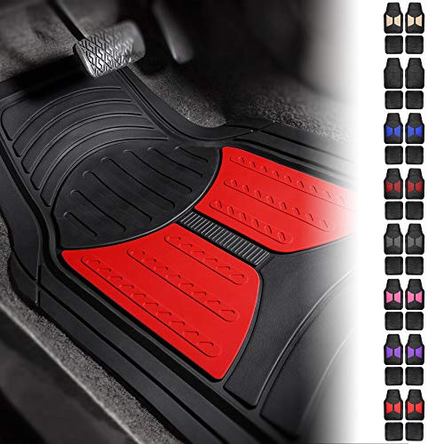 FH Group Full Set Trimmable Rubber Floor Mats, Monster Eyes (Red) - Universal Fit for Cars Trucks and SUVs - color: Red, style: Floor Mat Set