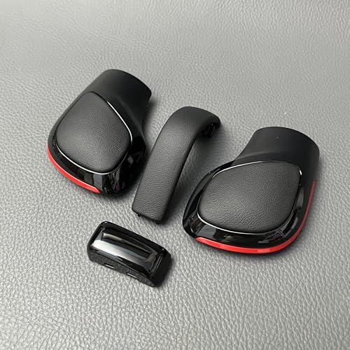 Leather Gear Shift Knob Gear Side Cover with Black Chrome (Set of 4) Parts for VW Golf 6 7 R GTI Passat B7 B8 CC R20 Jetta MK6 GLI Car Parts
