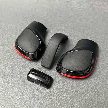 Leather Gear Shift Knob Gear Side Cover with Black Chrome (Set of 4) Parts for VW Golf 6 7 R GTI Passat B7 B8 CC R20 Jetta MK6 GLI Car Parts