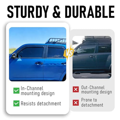 in-Channel Window Visors Rain Guards Fit for 2010-2024 Toyota 4Runner Extra Durable Window Deflectors Rain Guards Vent Visors Sun Shades 4Pcs