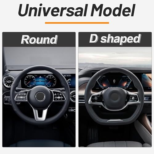 KAFEEK Elastic Long Microfiber Plush Steering Wheel Cover for Winter Warm, Universal 15 inch, Anti-Slip, Odorless, Brown - color: Brown