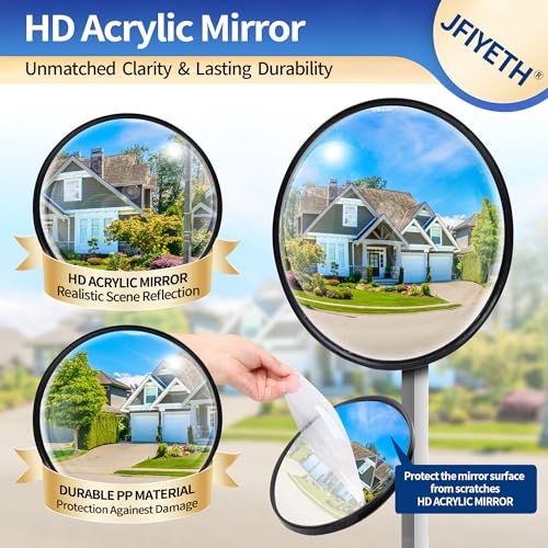 12-Inch Traffic Mirror – 160° Adjustable Wide-Angle Convex Safety Mirror for Driveways, Garages, Warehouses & Parking Lots, Indoor/Outdoor Blind Spot Coverage