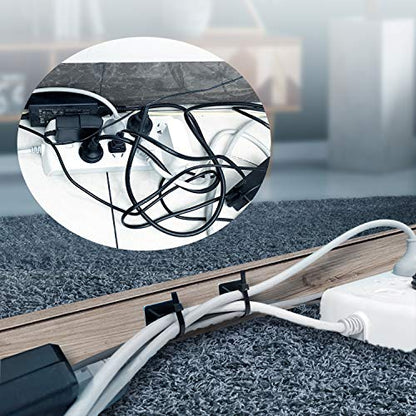 HUASAI 4/5" 100 Pack Zip Tie Mount With Cable Ties,Self Adhesive-backed Mounts for Wire Holder, White Cable Management Clips Wall Anchors - color: White