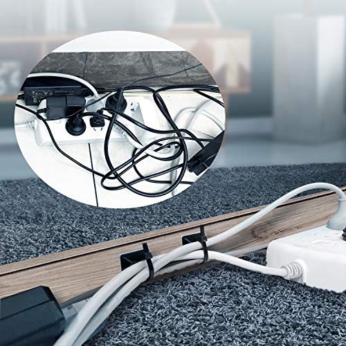 HUASAI 4/5" 100 Pack Zip Tie Mount With Cable Ties,Self Adhesive-backed Mounts for Wire Holder, Black Cable Management Clips Wall Anchors - color: Black