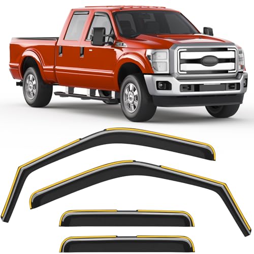 in-Channel Rain Guards Fit for 1999-2016 Ford F250-F550 Super Duty SuperCrew Window Rain Guard Extra Durable Window Deflectors Visor Window Vent Visors Vent Shades Exterior Car Accessories - size: Fit for 1999-2016 Ford F250-F550