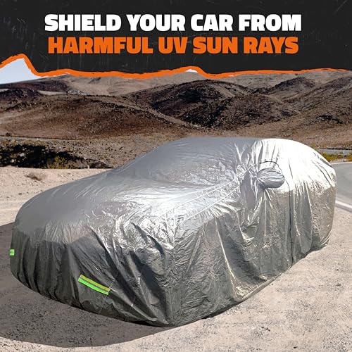 Mockins 190"x75"x60" Sedan Car Cover with Zipper Door | 190T Polyester Soft Indoor & Outdoor Weatherproof Car Covers for Automobiles | Full Exterior Covers for Snow, Frost, UV, Light Rain & Foliage - size: Sedan - Medium - 190" X 75" X 60" With Zipper Doo