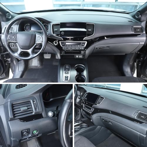 Dashboard Panel Cover Trim for Honda Pilot 2016-2022/ Passport 2019-2025/ Ridgeline 2016-2020 Accessories, Center Console Panel Strip Trim, Center Console Upper Center Pillar Trim, ABS (Glossy Black) - color: Glossy Black
