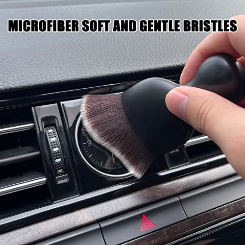 Car Interior Detailing Brush, Ultra Soft Non-Scratch Dust Brush, Car Interior Cleaning Tool for Cleaning Panels, Air Vent, Leather (Brown & White) - color: Brown & White