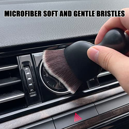 Car Interior Detailing Brush, Ultra Soft Non-Scratch Dust Brush, Car Interior Cleaning Tool for Cleaning Panels, Air Vent, Leather (Brown & White) - color: Brown & White