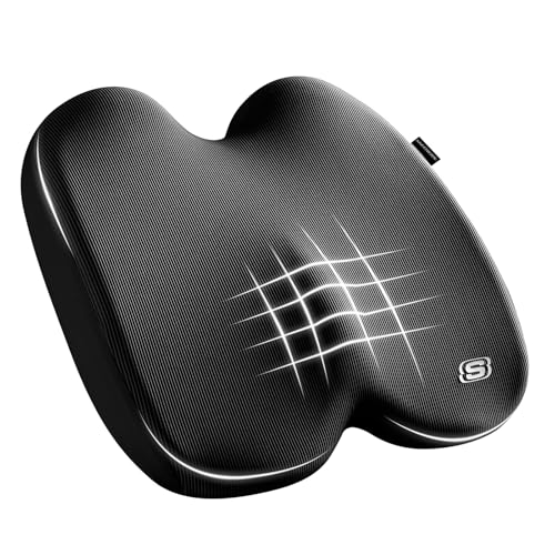 Skechers Seat Cushion, Ergonomic Memory Foam Cushion for Long Sitting Hours on Office & Home Chair, Car Seat Cushion for Sciatica, Coccyx Cushion,Black - color: Black