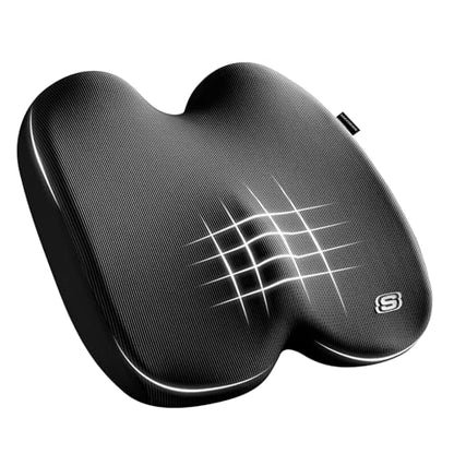 Skechers Seat Cushion, Ergonomic Memory Foam Cushion for Long Sitting Hours on Office & Home Chair, Car Seat Cushion for Sciatica, Coccyx Cushion,Black - color: Black