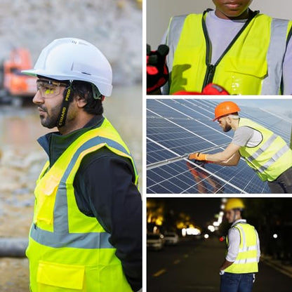 High Visibility Vest Safety Vest with Pockets and Zipper Meets ANSI/ISEA Standard(1 Pack 5 Pack) - color: Yellow-green, size: X-Large