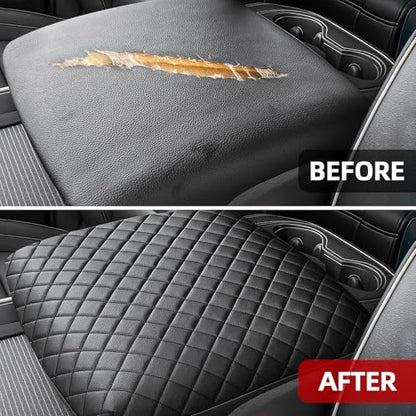 Center Console Cover Compatible with 2009-2025 Ram, Leather Arm Rest Armrest Cover for Car, Middle Console Cover, Full Protection Armrest Cover Lid Pad Cushion - style: C: Bucket Console 2009-2025 Ram Black Leather