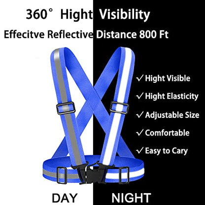 High Visibility Reflective Vest Safety Vest Running Reflective Gear Adjustable Reflective Vest for Walking,Jogging,Hiking,Night Cycling - color: Royal Blue