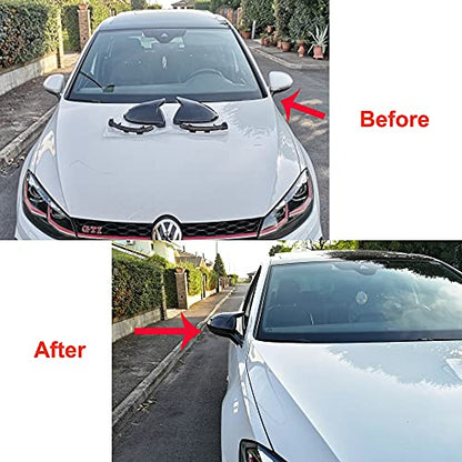 1 Pair Rearview Mirror Cover Left Right Side Mirror Covers Caps for VW Golf MK7 7.5 GTI 7 Golf 7 R - color: Black-2