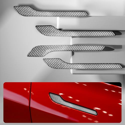 Genuine Carbon Fibre Exterior Door Handle Protector, Suitable for All Tesla Model 3/Model Y (Silver) - color: Carbon fiber(Silver)