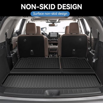 Cargo Mat & Backrest Mat Compatible with 2022-2026 Nissan Pathfinder Cargo Liner Trunk Mat TPE All Weather Back Seat Cover Protector 2024 Pathfinder Accessories (Trunk Liner + Backrest Mat) - style: 11) for Nissan Pathfinder 2022-2025 Cargo Liner & Seat B