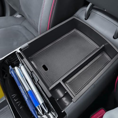 Center Console Organizer Compatible with 2025 2026 Hyundai Tucson Hybrid/Plug-in Hybrid/Limited Accessories (Steering Wheel Shifter ONLY), Armrest Storage Box Middle Console Insert Tray